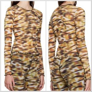 Priscavera Printed Mesh Top
